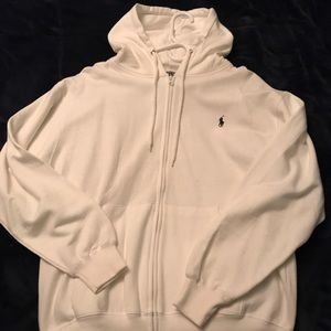 Men’s white POLO zip up hoodie size Large